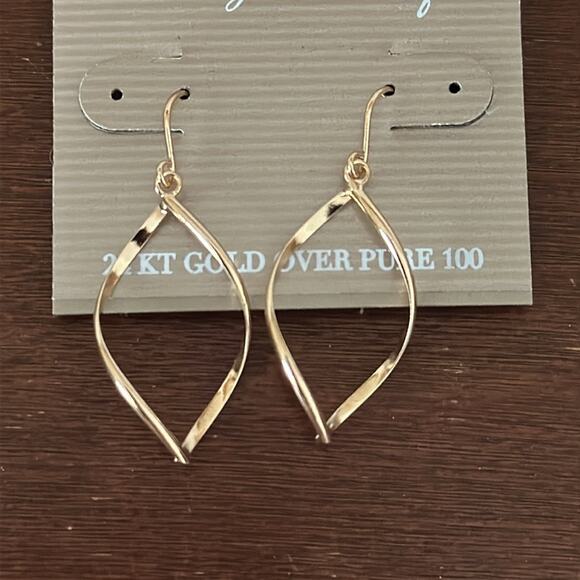 Pure 100 by Danecraft | Gold Oval Dangling Earrings NWT - Picture 2 of 4